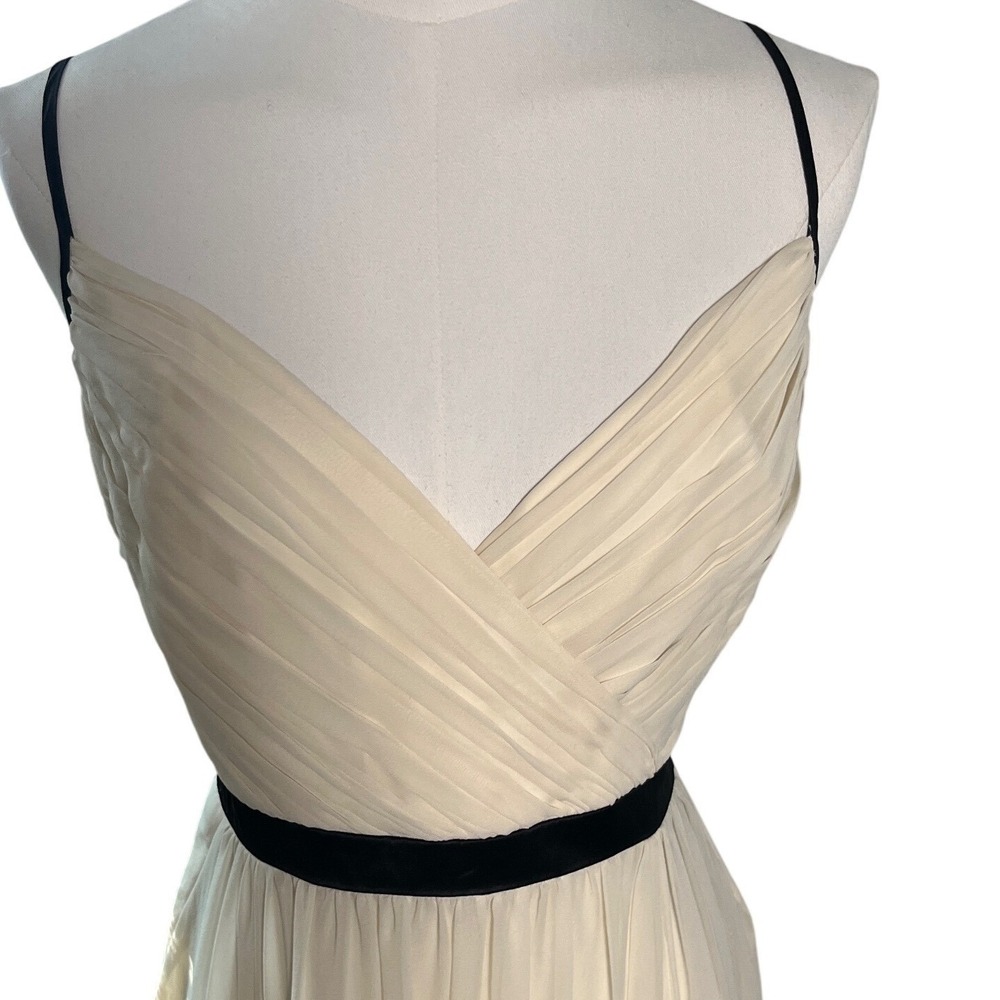 Arden B Silk Midi Dress Ivory Black Lace Hem Slip Coquette Women 8 - Picture 4 of 10